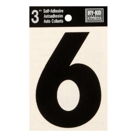 HY-KO Number House 6 3In  Vinyl Blk 30406